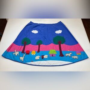 Vintage Southern Mirage 3XL topicano Mexican embroider skirt landscape (bin JJ)